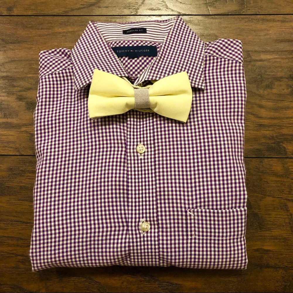 Tommy Hilfigr REG-Fit Purple Check Dress Shirt M/L